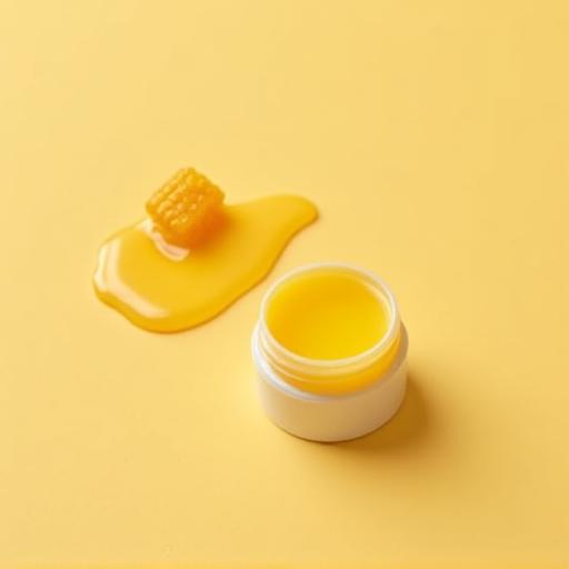 Bálsamo labial de mel e cera de abelha.